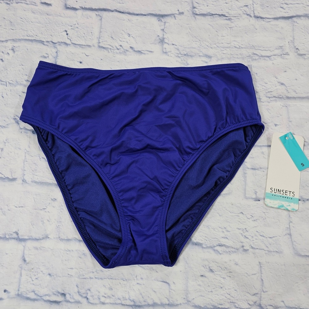 Sunsets Bikini Bottom Womens Small Sapphire Blue High Road High Waist Swim